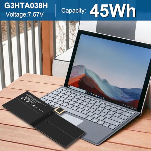 45Wh G3HTA038H DYNM02 Laptop Battery for Microsoft Surface Pro 5th Gen (Model 1796, 2017), Surface Pro 6 (Model 1807/1809/1796, 2018 Tablet Series) 12.3" 2-in-1, Core i5 i7 m3 FJU-00001 FKJ/FKG-00001 - size: 8.98*3.98*0.12inch