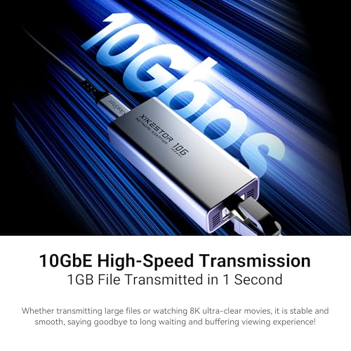 USB C 10G Ethernet Adapter USB to 10Gb RJ45 Network Card | Realtek RTL8159, compatible with Thunderbolt 3/4/5, fanless aluminum cooling, low power for laptop, PC, NAS, Windows