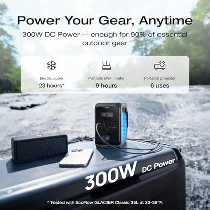 EF ECOFLOW Portable Power Bank Station TRAIL 300 DC, 288Wh 300W DC | LiFePO4 Battery, Compact Solar Generator for Camping, Travel, and Emergency (No AC Outlet Included) - style: TRAIL 300