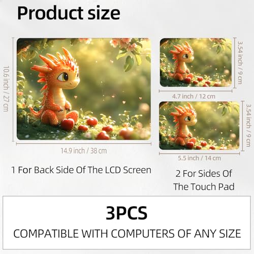 Baby Dragon Autumn Leaves Universal Laptop Skin Sticker 3PCS, Protective Decal Trim-to-Fit 11.6" 13.3" 14" 15.6" Laptop Vinyl Cover, Removable Anti-Scratch Computer Decal Protector - color: Baby Dragon Autumn Leaves