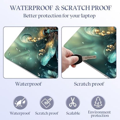 Universal Laptop Skin Sticker Decal,15.6 Inch Laptop Vinyl Cover for 13" 14" 15.6" Laptop,Scratch-Resistant Waterproof Protector Wrap,Reusable with Wrist Pads,Enchanted Dragonfly - color: Enchanted Dragonfly