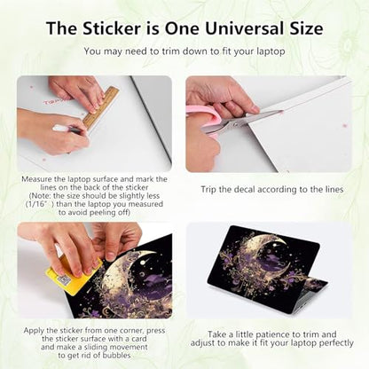 Laptop Skin Sticker Decal, Universal Reusable Vinyl Laptop Cover for 12" 13" 13.3" 14" 15" 15.4" 15.6" Notebook PC, Waterproof Scratch-Resistant with 2 Wrist Pads, Easy to Apply & Remove,Art Moon - color: Art Moon