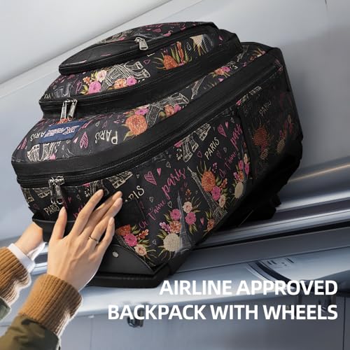 20" 2-in-1,Wheeled Travel Luggage Bag w/Telescopic Handle | Rolling Travel Luggage w/2 Wheels,Trolley Suitcase,Spacious Storage Design,2561-20''-Floral - color: JH-2561-Floral-20