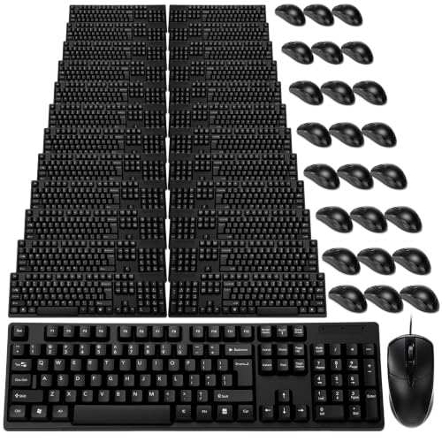 Tellegloww 24 Sets USB Wired Keyboard and Mouse Combo Bulk,Black | Keyboard and Mouse for Office Business Enterprise Workstation, Plug and Play Computer Peripherals for Pc Desktop Laptop