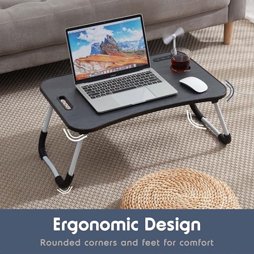 Nestl Foldable Lap Desk - Portable Laptop Stand for Bed, Couch, Work, Reading & Writing, Lap Table with USB Ports, Large Laptop Tray, Black - size: Premium Large