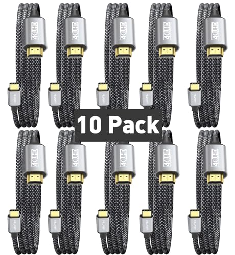 UANTIN USB C to HDMI Cable 10Ft for Home Office 4K High-Speed 10-Pack | USBC to HDMI Cord [Thunderbolt 3/4/5 Compatible] with MacBook Neo, Galaxy S9 to S25, iPhone 17 Pro/Max, iPad Pro, Surface - size: 10FT, style: 10 Pack
