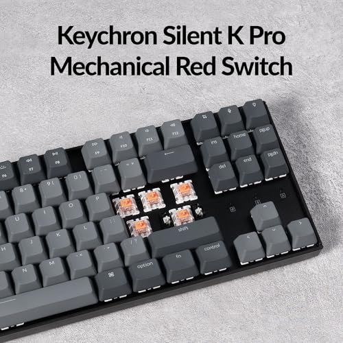 Keychron K8 Wireless Mechanical Keyboard – Silent Red Switch for Quiet Office and Gaming, TKL 87 Keys, Soft White LED Backlight, Bluetooth & USB-C Wired Connectivity, Compatible with Mac and Windows - color: Silent Red Switch, size: White Backlight