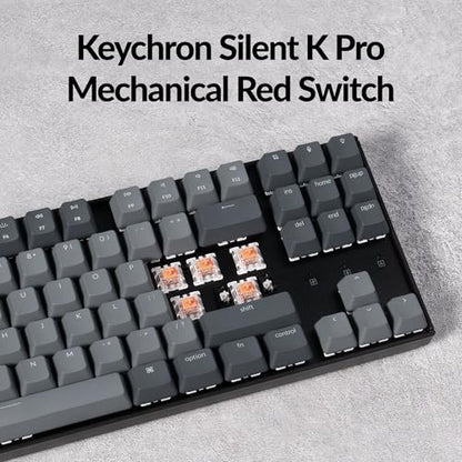 Keychron K8 Wireless Mechanical Keyboard – Silent Red Switch for Quiet Office and Gaming, TKL 87 Keys, Soft White LED Backlight, Bluetooth & USB-C Wired Connectivity, Compatible with Mac and Windows - color: Silent Red Switch, size: White Backlight