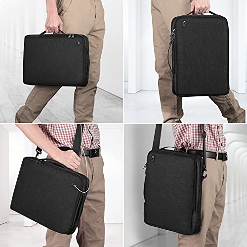 FINPAC 14-inch Laptop Shoulder Bag, Protective Computer Carrying Case Compatible with 15.3" MacBook Air M5/M4/M3/M2, 15-16" MacBook Air/Pro, Surface Laptop/Book, 14" HP/Dell/Acer/Chromebook, Black - size: 14-inch