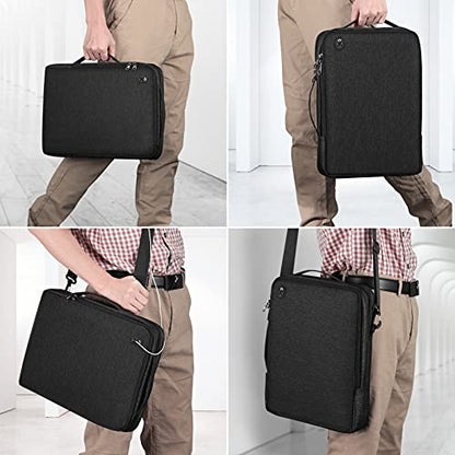 FINPAC 14-inch Laptop Shoulder Bag, Protective Computer Carrying Case Compatible with 15.3" MacBook Air M5/M4/M3/M2, 15-16" MacBook Air/Pro, Surface Laptop/Book, 14" HP/Dell/Acer/Chromebook, Black - size: 14-inch
