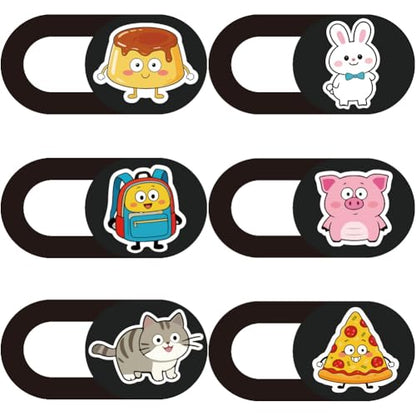 6Pcs 6 Styles Laptop Camera Cover Cartoon Privacy Guard Accessories, 0.04 Inch Ultra Thin Webcam Cover Protector Blocker for Desktop Phone Computer Tablet Notebook Mini PC Home Office Use - color: Mixed Shapes-1