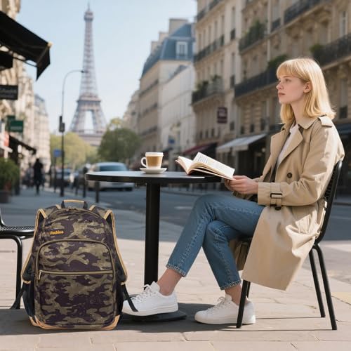 24L Travel Laptop Backpack, Business Anti Theft Slim Sturdy Large Laptops Backpack, Water Resistant College Computer Bag Gift for Men & Women Fits 17 Inch Notebook, Camouflage