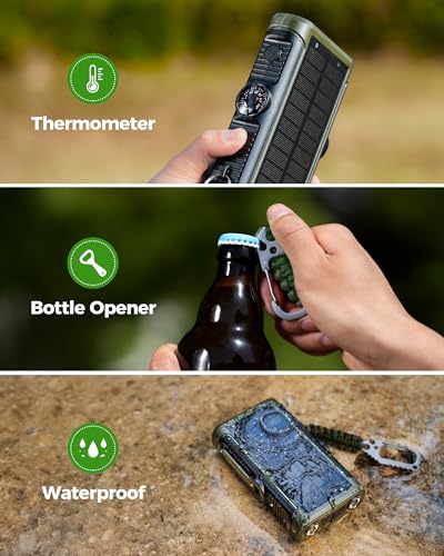 Solar Charger Power Bank Kit: 20000mAh Wireless Portable Charger with 10W Foldable 5 Panels Storage Bag,Hand Crank Emergency & 20W PD Fast Charging External Battery Pack for Camping Travel