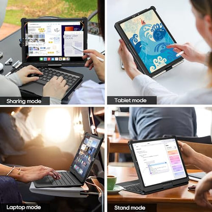 Keyboard Case iPad 10th 11th, Pro 11", Air 11" (M2-M4), (5th 4th Gen) Black | Pekarejue 360° Rotatable, Trackpad, Backlit, Pencil Holder, Fit iPad A16, Air 11/10.9 inch, Pro 11" (1st-4th Gen, 2022-2018) - color: Black, size: iPad 11th/10th Gen,Air 11/5th/