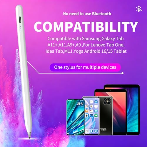 Digital for Android Tablets Stylus Pen for Samsung Galaxy Tab A11+Plus/A11/A9+/A9 Pencil,Accurate Without delay，One-Click Power On/Off,+2Nibs&Long Battery Life (White) - color: White