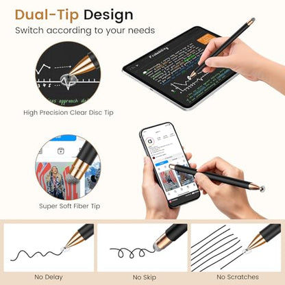 Stylus(2Pcs), Universal Stylus Pens for Touch Screens All | High Precision Sensitivity,For Android, ipad, iPhone, Galaxy, Chromebook Tablet, Compatible with All Touchscreen,Magnetic - color: Black/Black