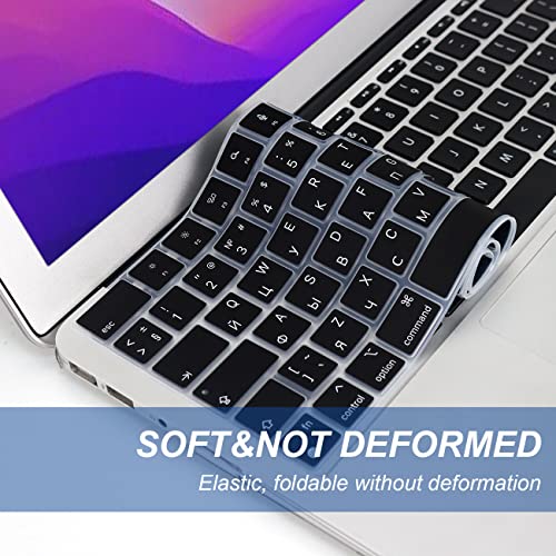 HRH Keyboard Cover Skin EU for MacBook Air 13”15"(M5-M2)&Pro 14”16"(M5-M1) | Ukrainian,Black,2026-2021,A3426 A3427 A3434 A2992,Neo 13" A18,Precise Fit,Dust Proof,Waterproof,Durable,Keyboard Accessories - color: Ukrainian