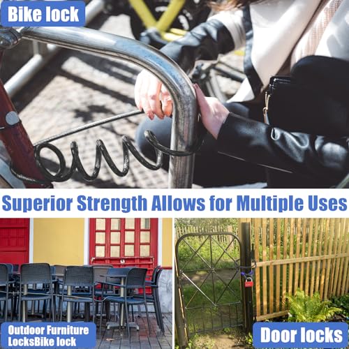 1/2Inch Heavy-Duty Security Cable Lock with Loops 4FT/6FT/8FT/10FT Bike Lock Cable Steel Cable Chain Locks for Outside - size: 4FT