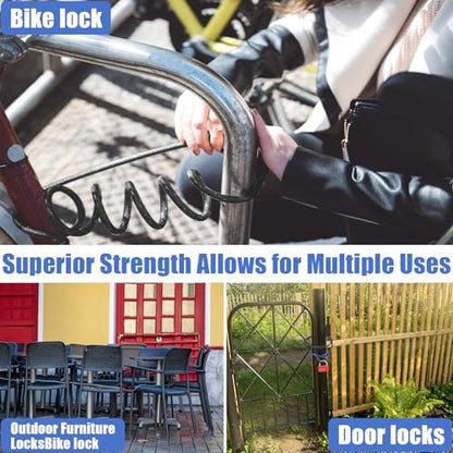 1/2Inch Heavy-Duty Security Cable Lock with Loops 4FT/6FT/8FT/10FT Bike Lock Cable Steel Cable Chain Locks for Outside - size: 8FT