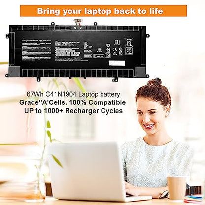 C41N1904 C41N1904-1 Battery for ASUS ZenBook 14 UX425UA UM425IA UX425EA UX425JA 13 BX325JA UX325EA UX325JA UX325SA UM325SA UX363EA UX363JA S UX371 UX393 UX393EA UX371EA S14 S435 S435EA - size: 12.67*3.34*0.31inch C41N1904