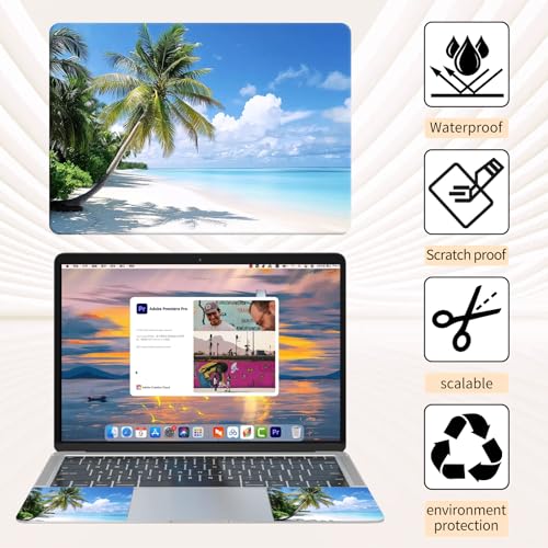 15.6 Inch Laptop Skin Sticker, Reusable Vinyl Cover Protector with 2 Wrist Pad Skins, Removable Waterproof Scratch-Resistant for 12-15.6 Inch Laptop Notebook,White Sandy Beach - color: White Sandy Beach