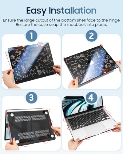 Fintie Case for MacBook Air 13 inch A3449/A3240/A3113/A2681 2022-2026 | M2/M3/M4/M5, Snap On Hard Shell, Full Port Access, Easy On/Off, Lightweight, Formula - color: Crystal Navy