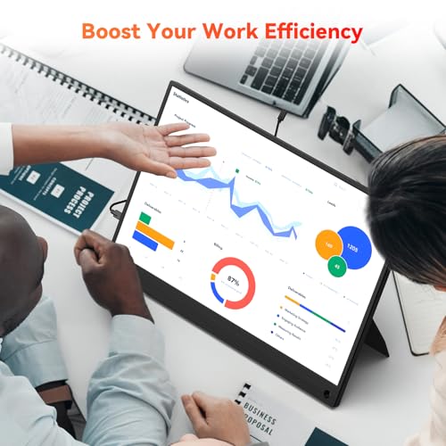 HotYeah Portable Laptop Monitor, 15.6" 1080P FHD USB-C HDMI Travel Monitor | FreeSync IPS External Computer Screen w/Kickstand, Extra External Display for Laptop PC Mac Phone Tablet Switch Xbox PS5 - size: 15.6"
