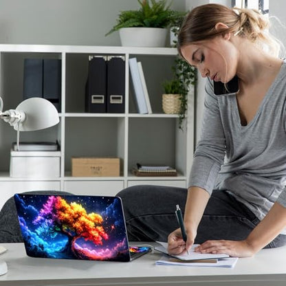 Laptop Skin Sticker Decal 12" 13" 13.3" 14" 15" 15.6",Waterproof Scratch Resistant Vinyl,Reusable Easy to Apply,for MacBook HP Dell Notebooks Netbooks Laptop,2 Wrist Pads,Colorful Tree - color: Colorful Tree