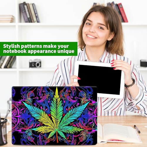 Laptop Skin Sticker Decal, Universal Protective Cover Fit 12 13 14 15.6 Inch Notebook, Reusable Water-Resistant Vinyl Decal w/ 2 Wrist Pads for Business Travel Office, Green Leaves - color: Green Leaves