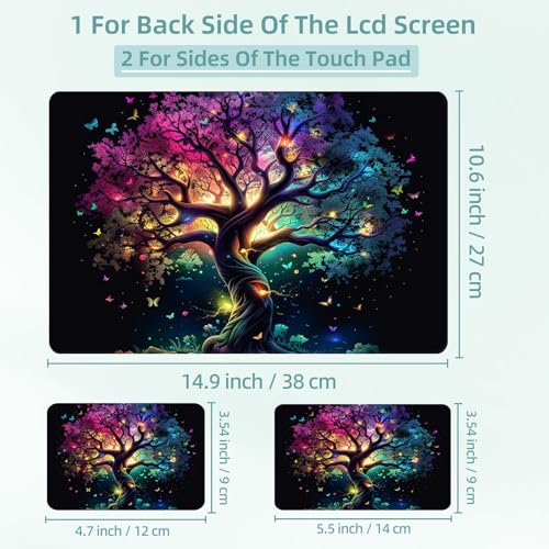 Universal Laptop Skin Decal, 3-Piece Vinyl Protector for 12 13 14 15.6" Notebook, Waterproof Anti-Scratch, Easy Trim & Bubble-Free Finish, Luminescent Tree - color: Luminescent Tree
