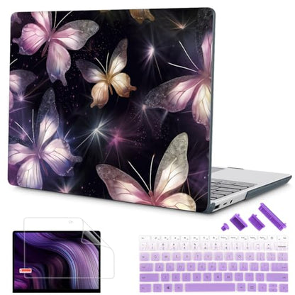 Mektron 2023 Microsoft Surface Laptop GO 3 Case 12.4" Compatible with Go 2/1 Laptop Cover 2022-2020 Releases Model 1943/2013 Plastic Hard Shell Case with Screen Protector, Glittering Butterfly - color: Glittering Butterfly