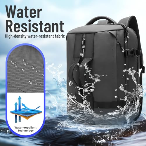 50L Waterproof Carry on Travel Backpack for Men Women, Airline Approved Convertible Duffle Backpack Luggage Bag, TSA Overnight Bags, Fits 17" Laptop Smart Backpack-Grey - color: 6940w-grey