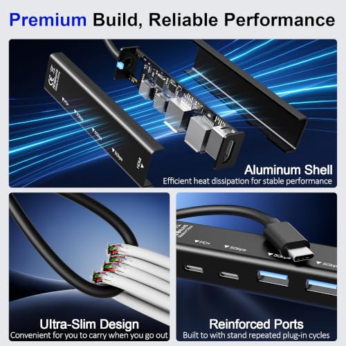 USB C Hub, 5 in 1 USBC to HDMI Adapter with 4K@60Hz, 100W Power Delivery, USB-C 5Gbps, 2 × USB-A 3.0 5Gbps, USBC Splitter Docking Station for MacBook, iPad Pro, iPhone 17/16, Windows