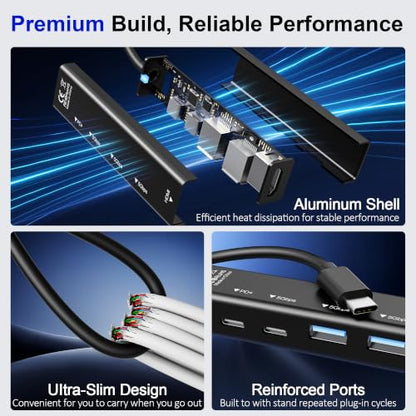 USB C Hub, 5 in 1 USBC to HDMI Adapter with 4K@60Hz, 100W Power Delivery, USB-C 5Gbps, 2 × USB-A 3.0 5Gbps, USBC Splitter Docking Station for MacBook, iPad Pro, iPhone 17/16, Windows
