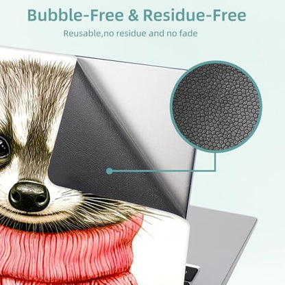 Universal Laptop Skin Decal, 3-Piece Vinyl Protector for 12 13 14 15.6" Notebook, Waterproof Anti-Scratch, Easy Trim & Bubble-Free Finish, Cute Raccoon Wear Pink Sweater - color: Cute Raccoon Wear Pink Sweater