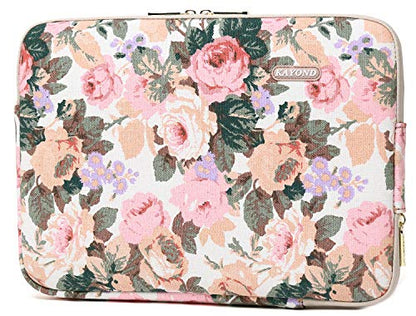 Kayond Canvas Water-Resistant KAYOND Nylon Fabric 15.6 Inch Laptop Sleeve case for 15 inch 15.4 inch 15.6 inch Notebook Computer (15-15.6 inch, White Camellia) - color: White Camellia, size: 15-15.6 inch