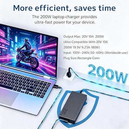 Ac Adapter 200w Adp-200jb K Power Supply Fit for Asus Rog Zephyrus G14 G16 Ga605w Gu605 Ga605 Tuf Gaming A14 Fa401 and Proart Px13 P16 H7606 Pz13 Hn7306 Laptops Charger Rectangle Connector (Black 01) - color: black 01