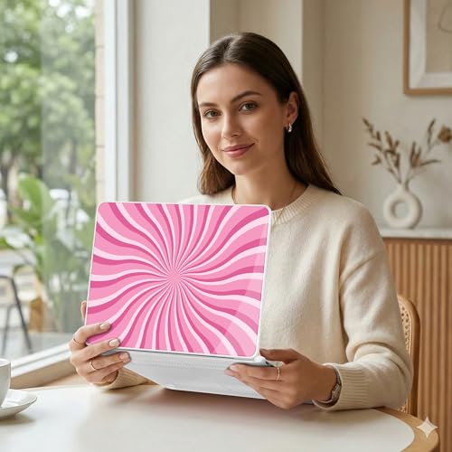 MEEgoodo 4-in-1 Printed Case for MacBook Neo 13 inch 2026 Release Model A3404, Laptop Hard Shell Cases with Keyboard Skin & Screen Protector & Webcam Covers, Pink & White Swirl - color: Pink & White Swirl