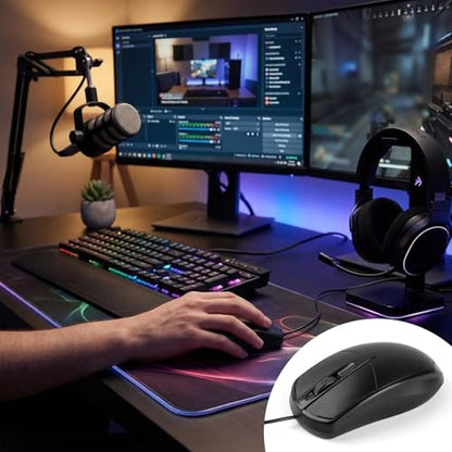 24 Pcs Black USB Wired Mouse 1200 DPI 3 Button Corded Computer Mice Right or Left Hand Use Computer Corded USB Mouse Bulk for PC Laptop Desktop Notebook Office School Classroom Use