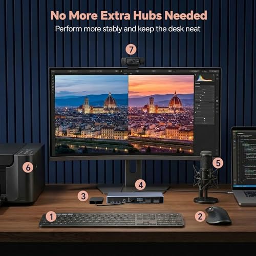 USB 3.0 Switch 2 in 7 Out, USB Switcher for 2 Computers Share 4 USB-A + 3 USB-C Devices - 5Gbps USB Switch Hub for Laptop Keyboard Mouse Printer with Controller, USB C Male Adapter, Power Adapter