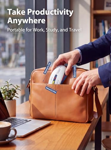 RAPIQUE Bluetooth Wireless Mouse - (BT1/BT2+USB) Tri-Mode High Performance, Rechargeable, Multi-Device Compatible with PC/Laptop/Computer/MacBook/iPad Air Pro (Blue and White) | 3-Device Switching, USB-C Rechargeable, Quiet Clicks, 800/1200/1600 DPI, 6 Bu