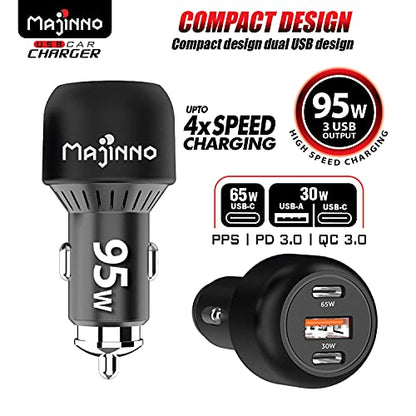 USB C Car Charger Fast Charge pd PPS 95w for iPhone Laptop 65w 30w Super Type QC 3.0 Cigarette Lighter Adapter MacBook Ipad Pixel Chargers Usbc Black Matte
