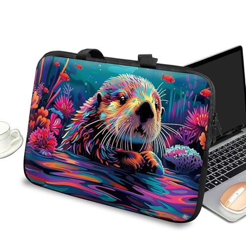 Universal Laptop Case Sleeve 10 inch with Handle and Zipper, Kids Tablet Carrying Case Messenger Bag Portable Tote Bag for 7-10 inch iPad/Notebook/eBook/Readers, Bank Beaver - color: Bank Beaver, size: 10 inch