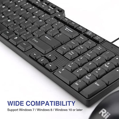 (10PACK) Wired Keyboard and Mouse,Rii RK203 Ultra Full Size Slim USB Basic Wired Keyboard Mouse Combo Set with Number Pad for Computer,Laptop,PC,Notebook,Windows - size: 10 pack