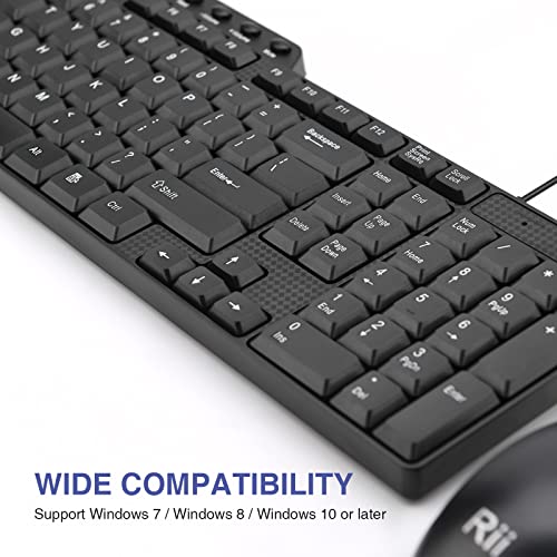 (2PACK) Wired Keyboard and Mouse,Rii RK203 Ultra Full Size Slim USB Basic Wired Keyboard Mouse Combo Set with Number Pad for Computer,Laptop,PC,Notebook,Windows - size: 2 pack