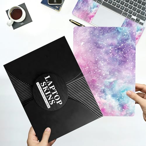 Universal Laptop Skin Sticker with 2 Wrist Pad Decals, 3-Piece Removable Vinyl Laptop Cover, Purple Pink Waterproof Anti-Scratch, Easy-Trim Fit for 13.3" 14" 15.6" Laptops - color: Purple Pink