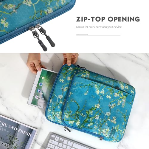 MoKo 13.3-14 Inch Laptop Sleeve Bag Carrying Case with Accessory Pocket | Fits MacBook Pro 14-inch M3/M2, MacBook Pro 13-inch M2/M1, MacBook Air 13.6-inch M2 and Surface Pro 9/8, Apricot Flower - color: Apricot Flower, size: 13.3-14 Inch