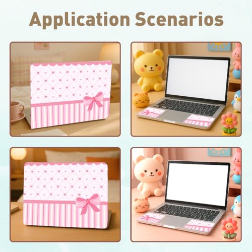 PLIGREAT 15 Inch Laptop Skin Sticker Decal, Pink Bow Present 12" 13" 13.3" 14" 15" Laptop Decals Cover Universal PVC Skin Stickers Cover Art Decal Reusable Notebook Protector - color: Bow Present
