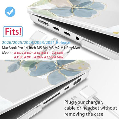 Mektron Case for M5 MacBook Pro 14 inch 2026 Model A3427 A3426 Fit 2025-2021 Model A3434 A3112 M4 A3112 A3401 A3185 M3 A2918 A2992 M2 A2779 M1 A2442 Pro/Max Cover for MacBook Pro 14", Flower C006 - color: Flower C006