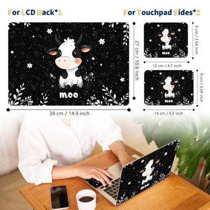 Universal Laptop Skin for 13-16 Inch Laptops,Vinyl Protective Sticker Decal,Easy DIY Trim-to-Fit for HP/Dell/MacBook,Bubble-Free & Removable,Cute Cow - color: Cute Cow